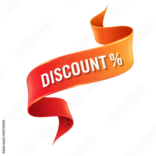 Discount percentage ribbon banner