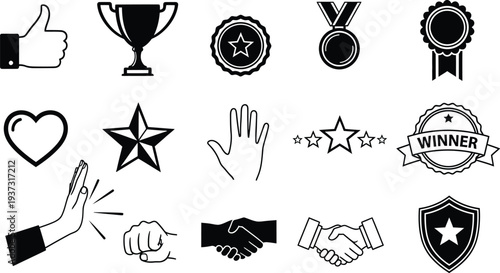 Collection of achievement and approval icons