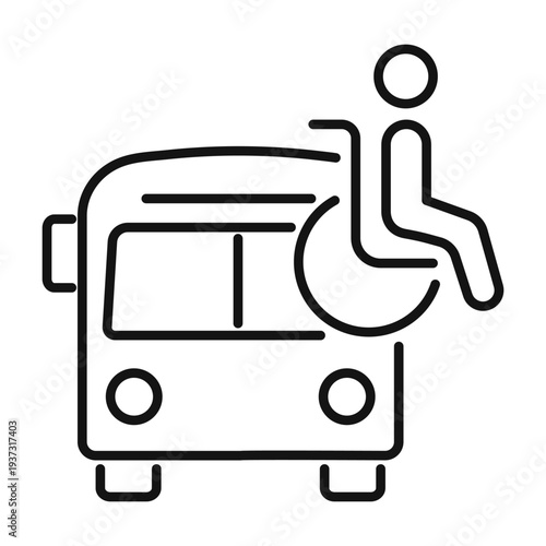 Disability Person Bus Line Vector Icon