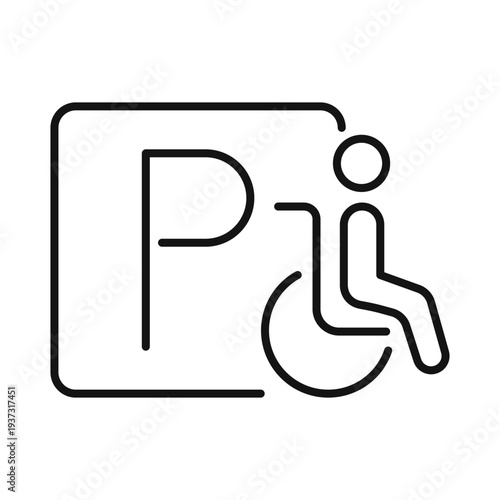 Disability Person Parking Line Vector Icon