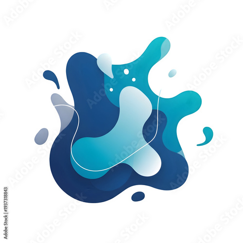 Abstract blue and white liquid splash on black background