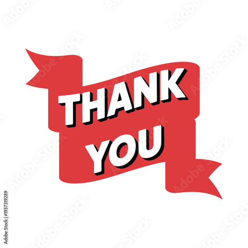 A red ribbon banner displays the words 'THANK YOU' in bold white lettering.