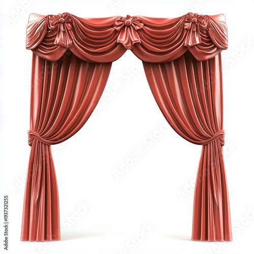 Red Curtain Decoration Used for Stage and Theater Presentation During an Even...