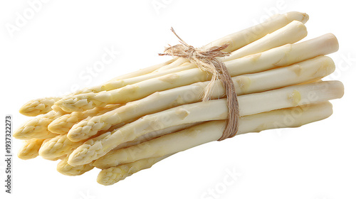 Ultra realistic HD white asparagus fresh stalks clean texture, isolated on white background