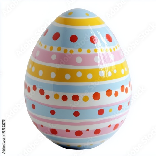 Decorative Egg With Pink Flower Patterns on a Plain Background