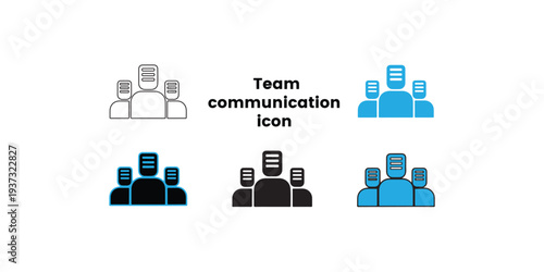 Team Communication Icon Set Vector. Business People Group Discussion Icons in Line and Glyph Solid Style. Collaboration Meeting Symbol for Website, App, UI and Corporate Design