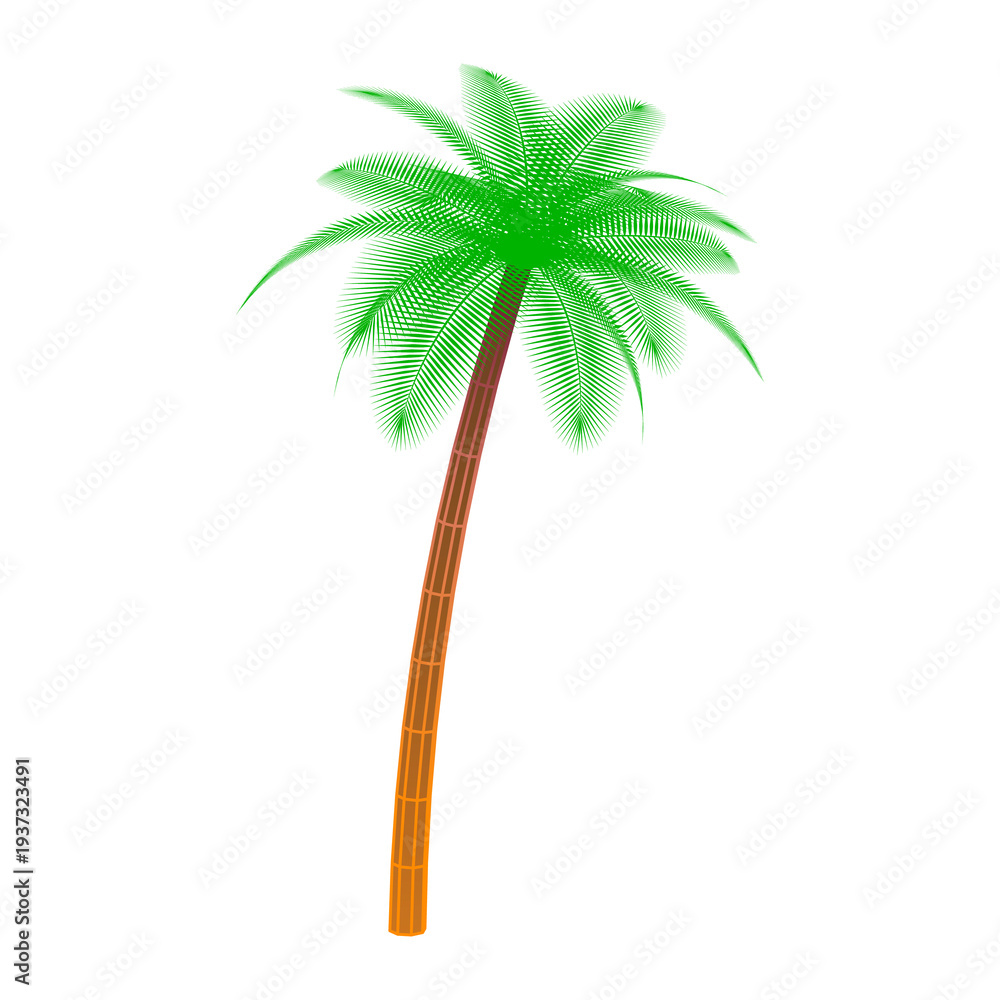 Naklejka premium Vibrant neon wireframe palm tree stands tall with glowing grid mesh fronds and trunk on transparent background