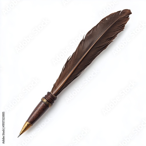 Unique Quill Pen With a Feather Design Placed on a Clean Surface