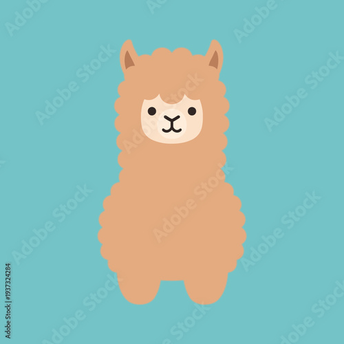 Cute, cartoon-style llama with fluffy fur and a friendly face.