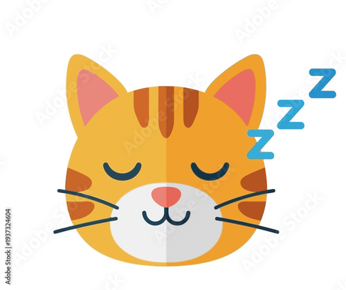 Cartoon sleeping cat face with closed eyes and "Z" symbols indicating sleep.
