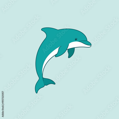 Illustration of a dolphin with a cartoonish style on a light background.