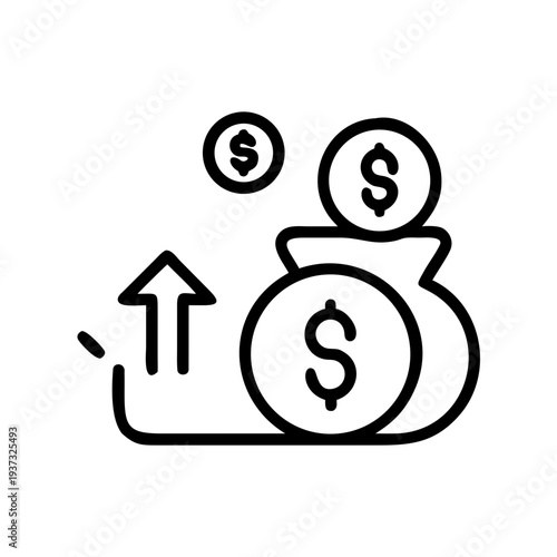 Investment growth symbols with money bag and coins