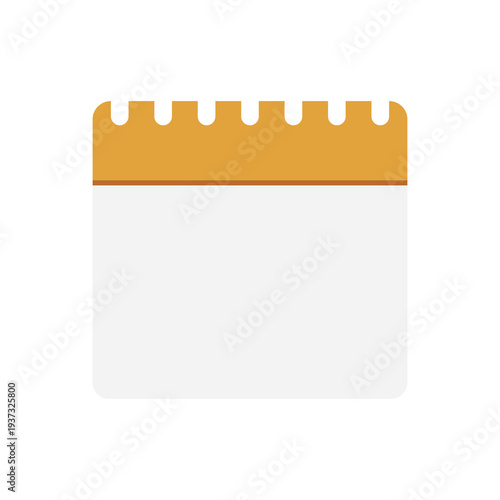 A simple calendar icon with an orange header and white body,  spiral binding at the top vector design