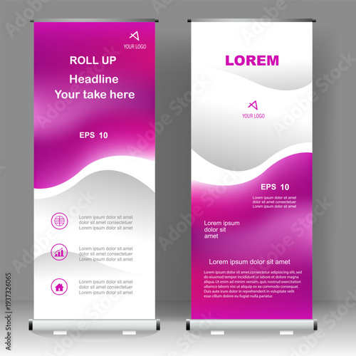 Business Roll up banner vertical template design, for brochure, business, flyer, infographics. modern x-banner and flag-banner advertising. vector illustration