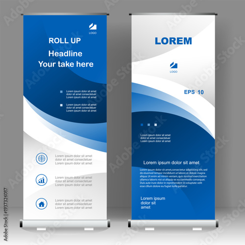 Business Roll up banner vertical template design, for brochure, business, flyer, infographics. modern x-banner and flag-banner advertising. vector illustration
