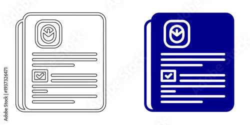 Employee Profile and Curriculum Vitae Vector Icons featuring Personal Information and Selection Checkmark for Human Resources, Job Application, and Recruitment Workflow Symbols