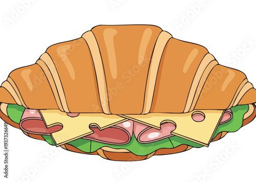 A delicious croissant sandwich with cheese.