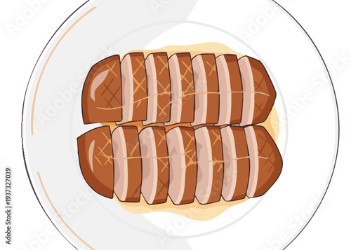 Delicious sliced meat on a plate.