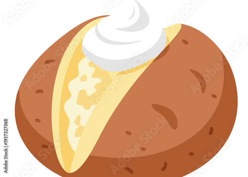 Baked potato with butter and sour cream.