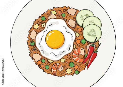 Delicious plate of fried rice with egg.