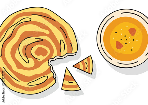 A cartoon illustration of pizza slices.