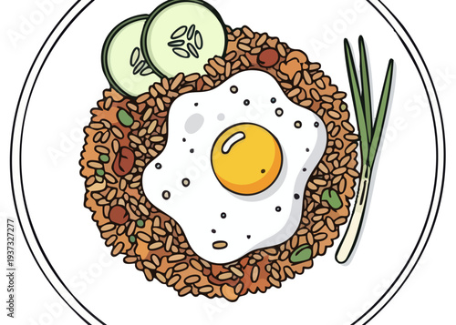 Delicious plate of fried rice with egg.