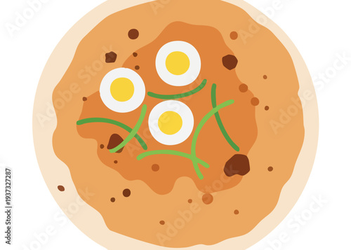 Delicious breakfast dish with eggs and herbs.