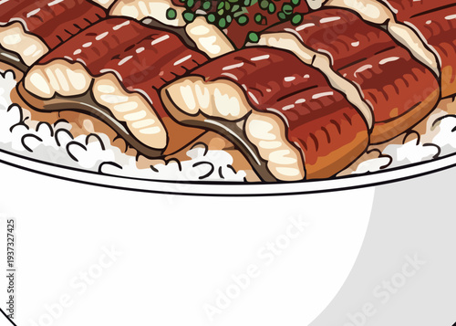 Delicious unagi eel sushi on plate.