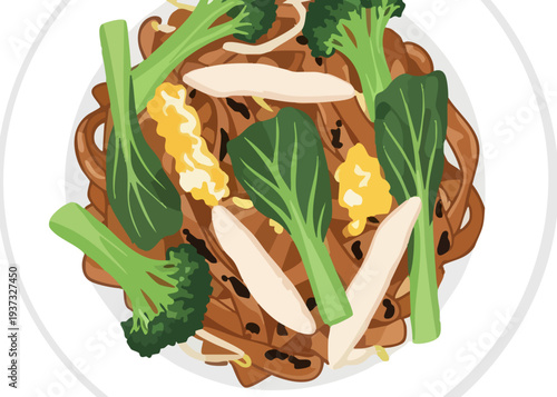 Delicious stir-fry with noodles and vegetables.