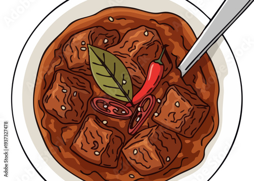 Delicious chunks of meat in rich sauce.