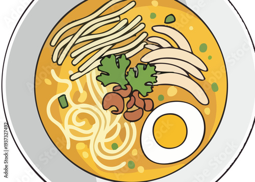 Delicious bowl of ramen noodle soup.