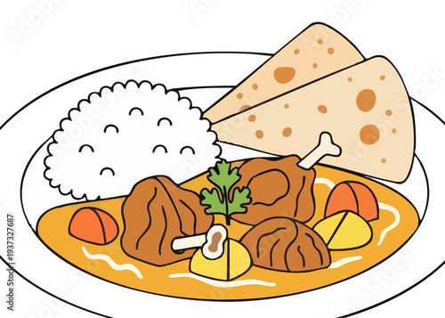 A plate of food with meat and vegetables.