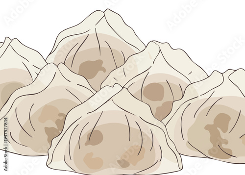 A plate of steamed dumplings served.