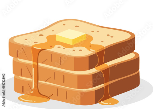 A stack of French toast with butter and syrup.