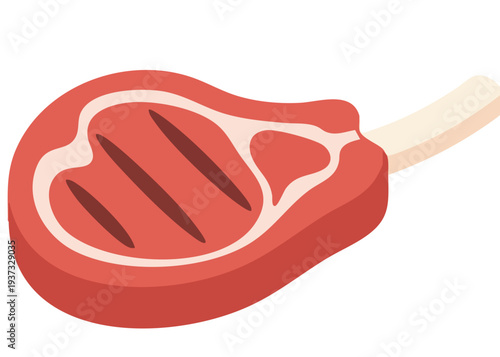 Grilled Steak with Diagonal Slashes on Bone.