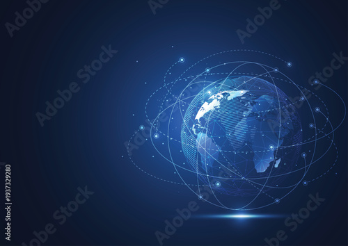 Glowing blue earth from space with digital effects