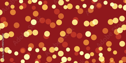 Multicolored yellow and orange dots on dark red background for festive and party concepts and celebrations