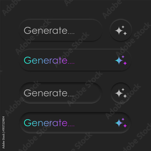 Generate AI button user interface. Artificial intelligence UI UX design concept for website, app .Vector illustration