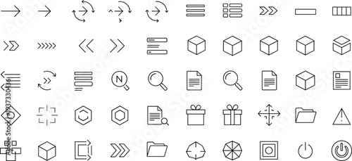Navigation arrow line icons, user interface symbols, minimal outline vector set, web app controls, modern direction navigation elements