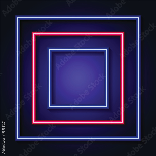 Neon square light installation with gradient effect