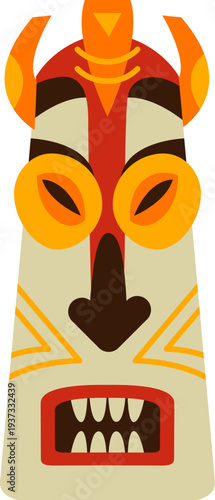 Ethnic mask. Wooden face in traditional tribal style