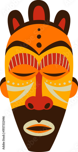 Tribal african mask. Ethnic souvenir. Ornate face