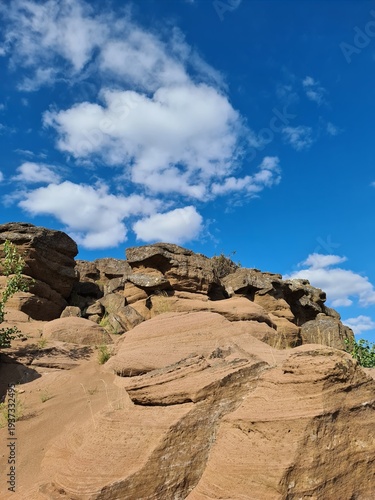 rock formation in the desert in blue sky background