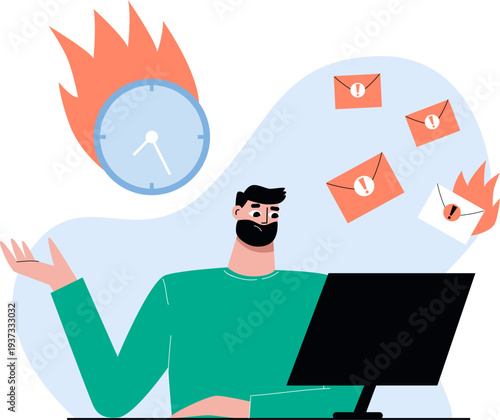 Incoming messages deadline. Time management color concept