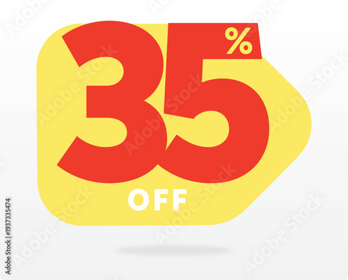 35% offer, company, sticker. Icon, vector, banner, price, value, promo, shape. cheap, buy. Retail, wholesale, store, sale, off, discount, tag, sign