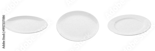Canvastavla Set and collection of white oval ceramic serving platters isolated on white tran