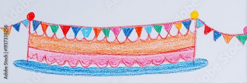 Colorful Valentine's Day Heart Cake Crayon Drawing