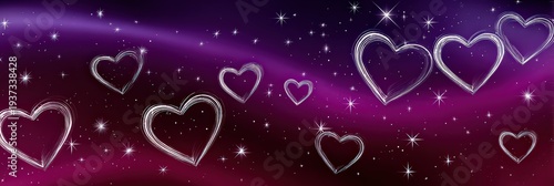 Romantic Purple Valentine's Day Background with Sparkling Hearts