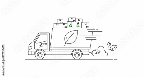 Eco friendly delivery truck transporting recyclable materials