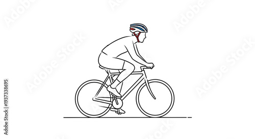 Cyclist riding bicycle with helmet on modern road bike